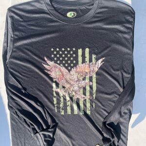 Mossy Oak Black Tee with Green and Yellow Logo